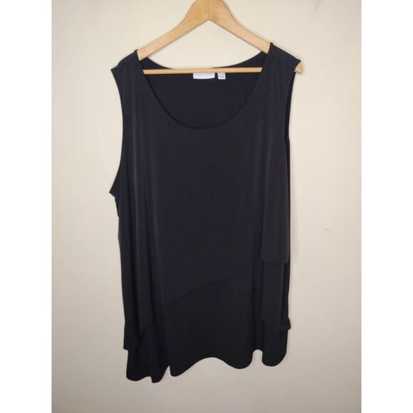 Susan Graver Liquid Knit Tank Tunic Asymmetric Hem - Picture 1 of 6